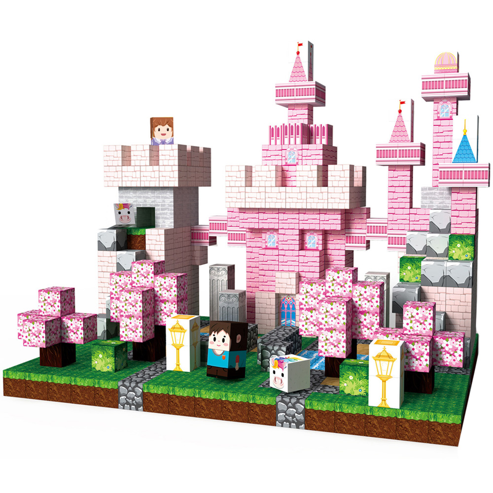 100 Piece Castle Magnetic Cubes Pink Image 1