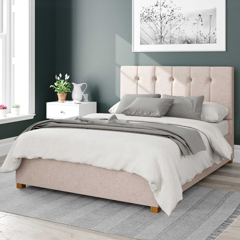 Aspire Hepburn Double Natural Saxon Twill Ottoman Bed Image 1