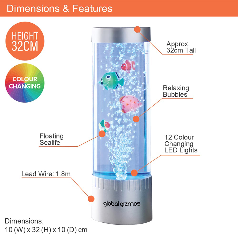 Global Gizmos Silver Fish Water Bubble Lamp 32cm Image 9