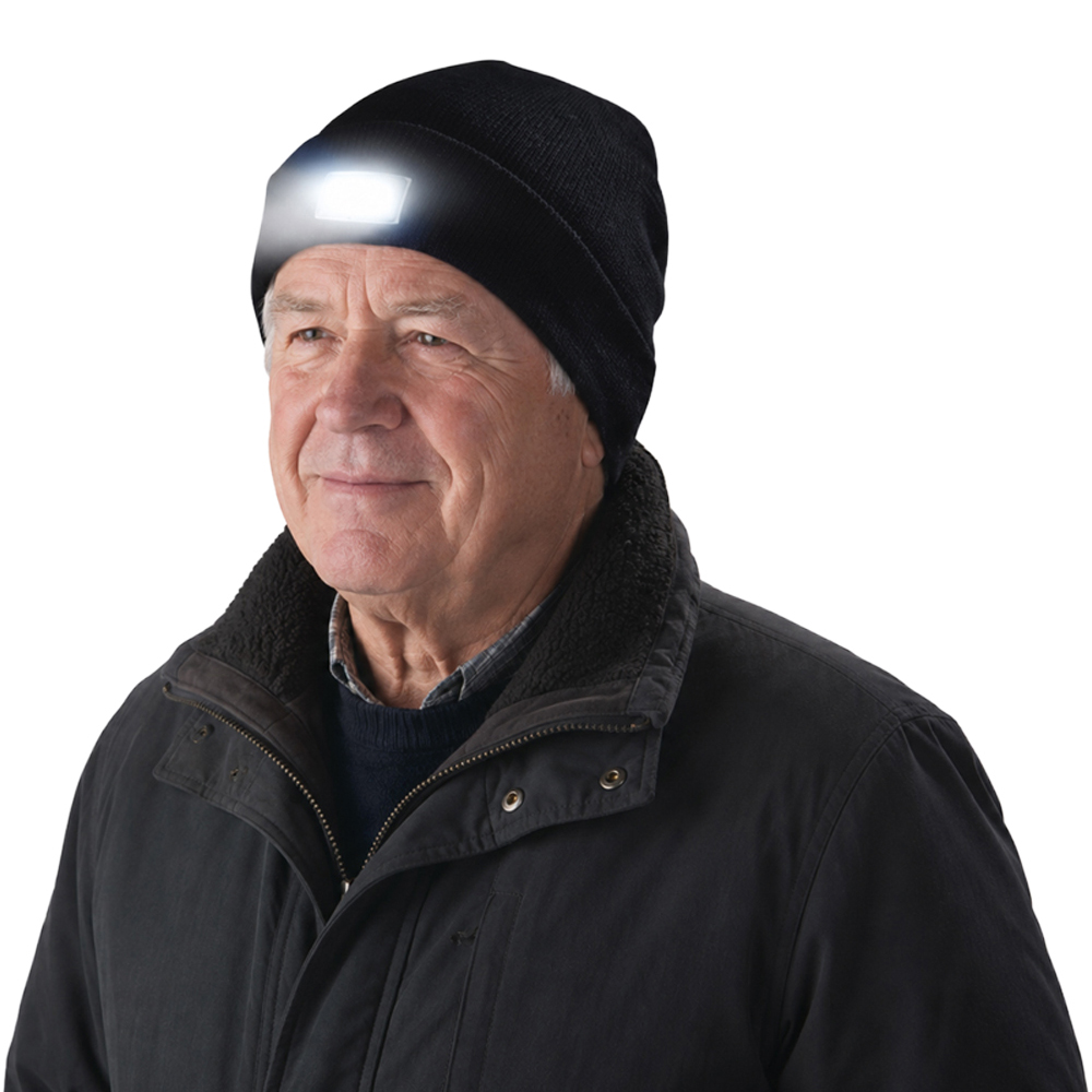Avilo Head and Back Detachable Hands-Free LED Soft Knitted Beanie Image 4