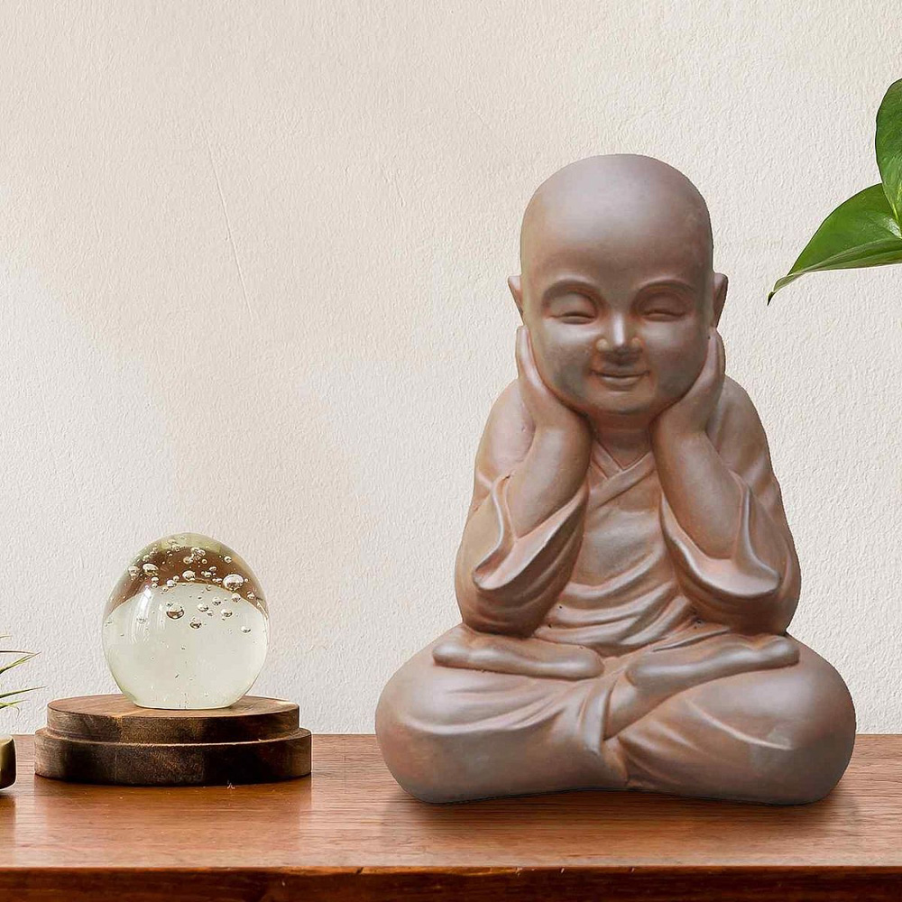 wilko Sitting Baby Monk Rusty Statue Image 6