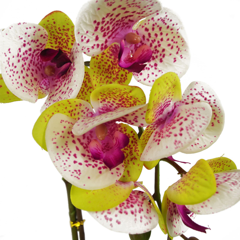 Leaf Pink Harlequin Orchid Artificial Plant with Silver Pot 46cm Image 2
