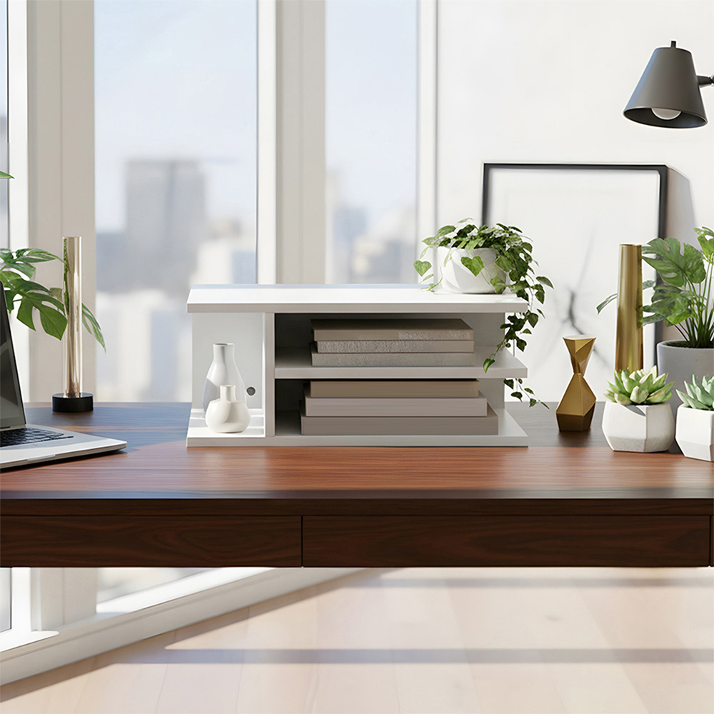Living and Home 3 Shelf Warm White Desktop Printer Stand Image 7