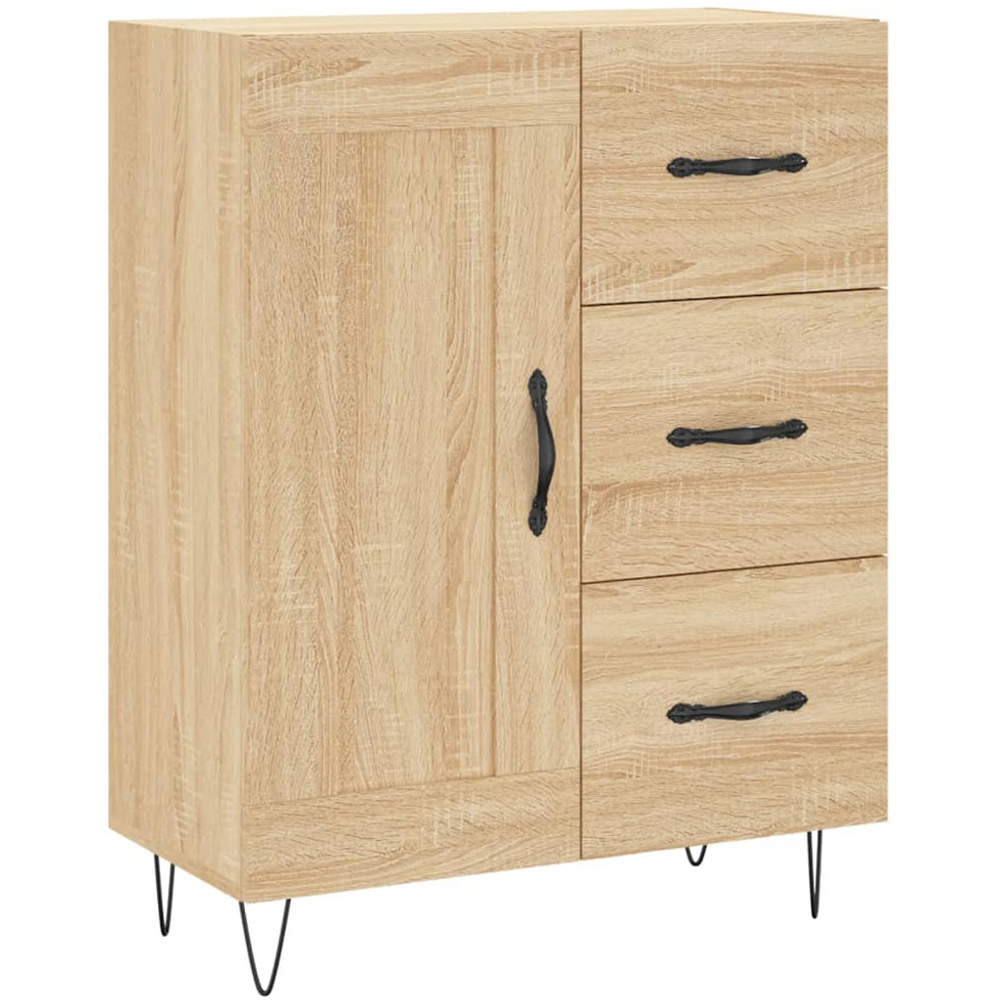 vidaXL Single Door 3 Drawer 3 Shelf Sonoma Oak Highboard with Metal Legs Image 7