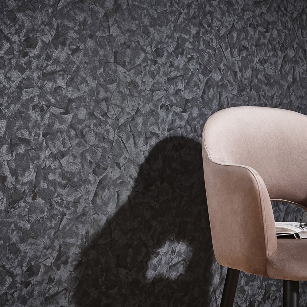 Erismann Crushed Silk Effect Contemporary Black Wallpaper Image 3