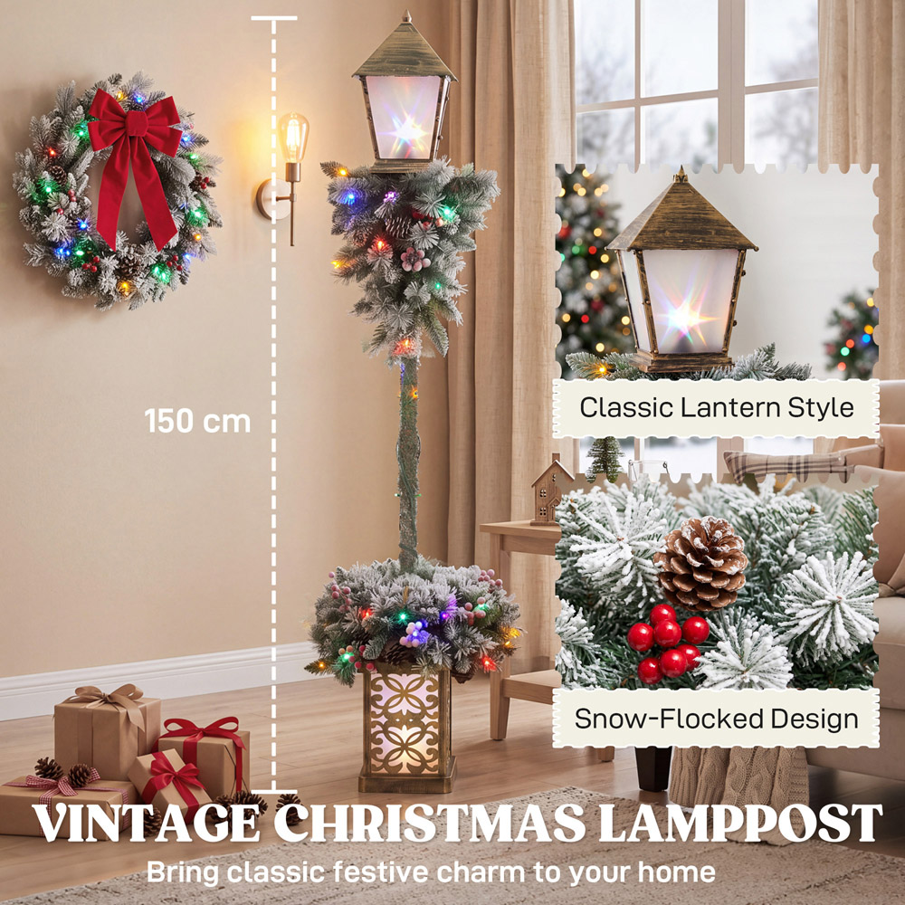 Outsunny 50 Multicolour LED Street Lamp Post Tree Outdoor Christmas Decoration 5ft Image 9