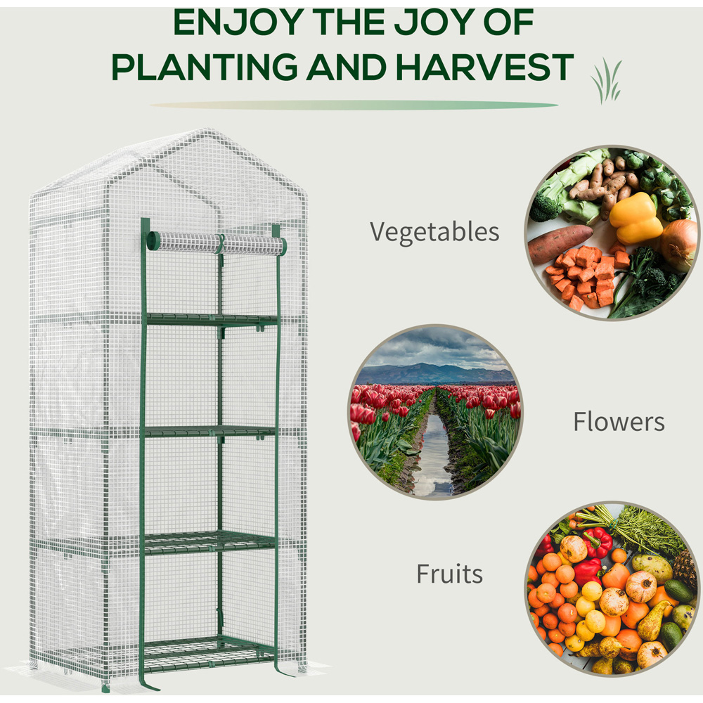 Outsunny White 2.3 x 1.6ft 4-Tier Mini Greenhouse Image 7