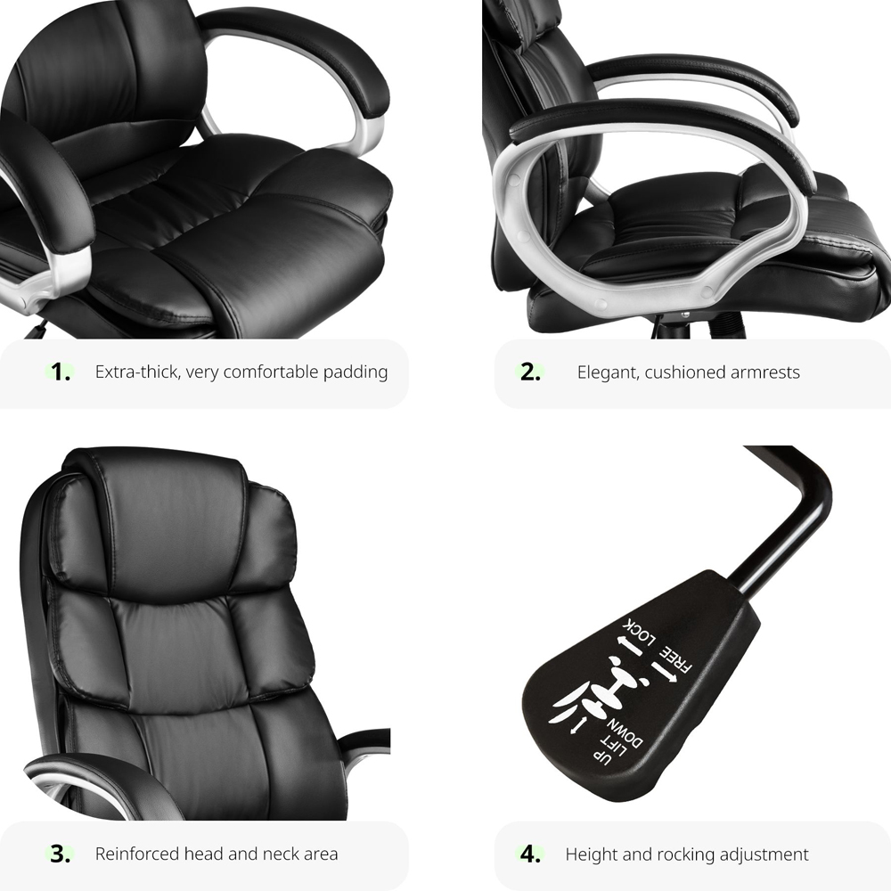 tectake Jonas Black Height Adjustable Padded Office Chair Image 3
