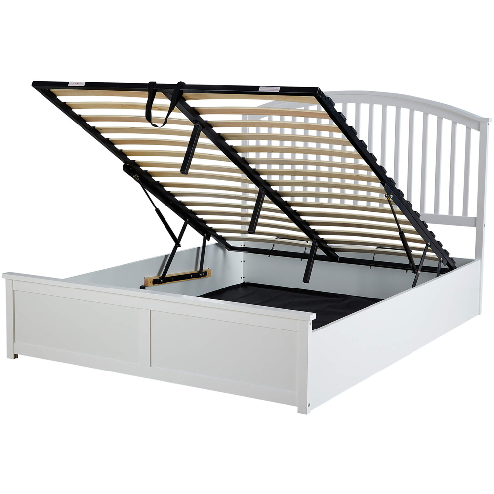 Home Source Madrid Double White End Lift Ottoman Storage Bed Image 3