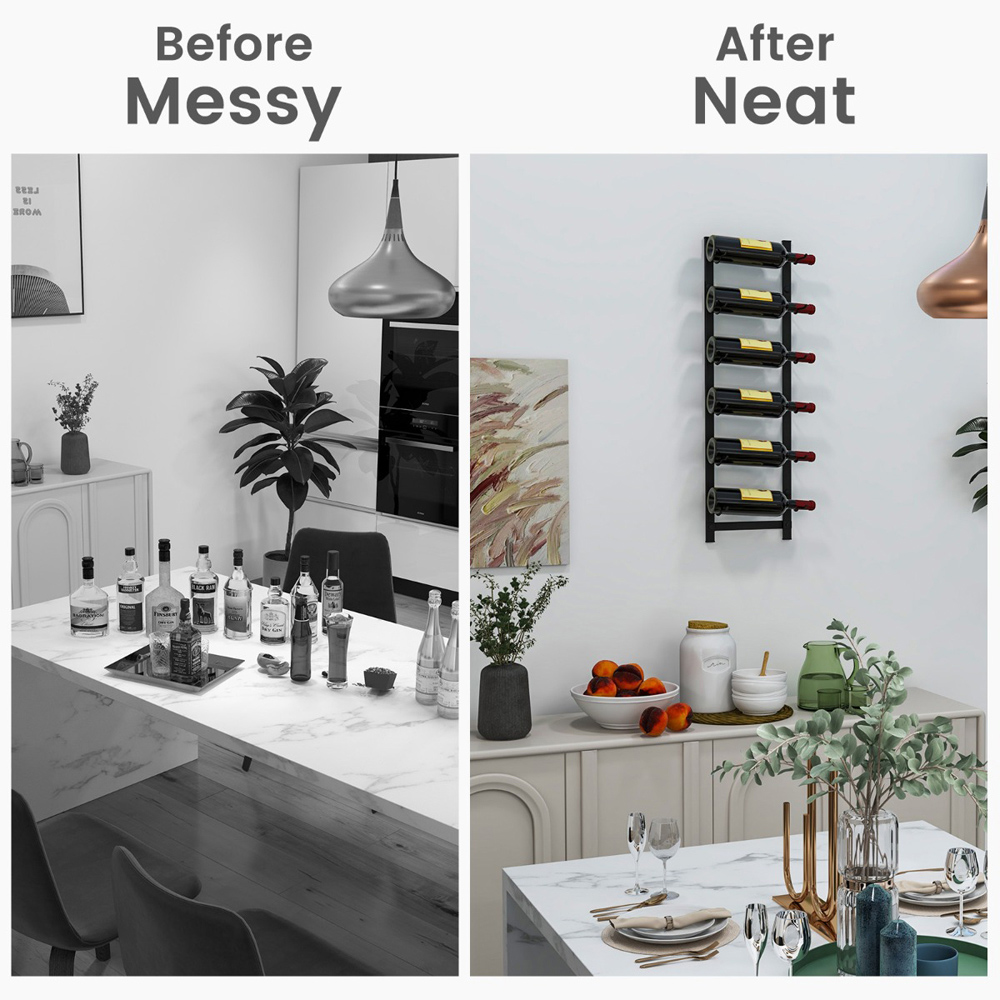 Costway 6 Bottle Wall Mounted Metal Wine Rack Image 6