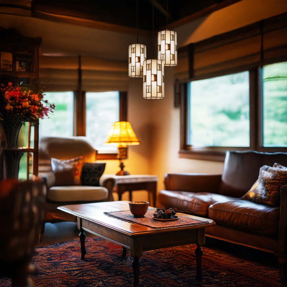 Happy Homewares Opal White Tiffany Glass Pendant Shade Image 2