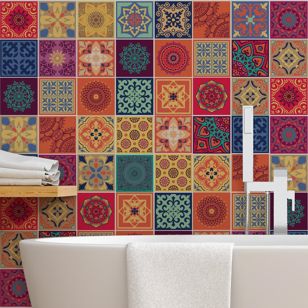 Wallplus Tera Mandala Mediterranean Wall Tile Sticker 15 x 15cm 48 Pack Image 3