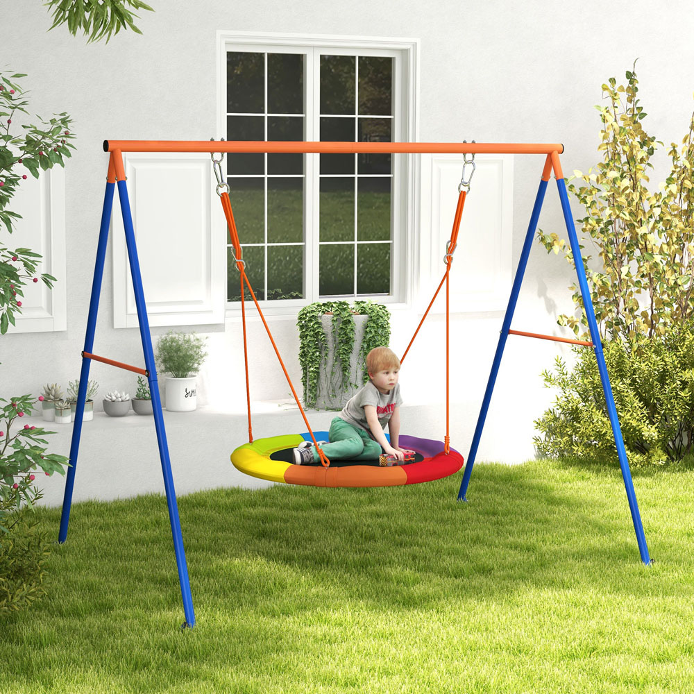 Outsunny Kids Nest Swing Seat with A-Frame Structure Image 2