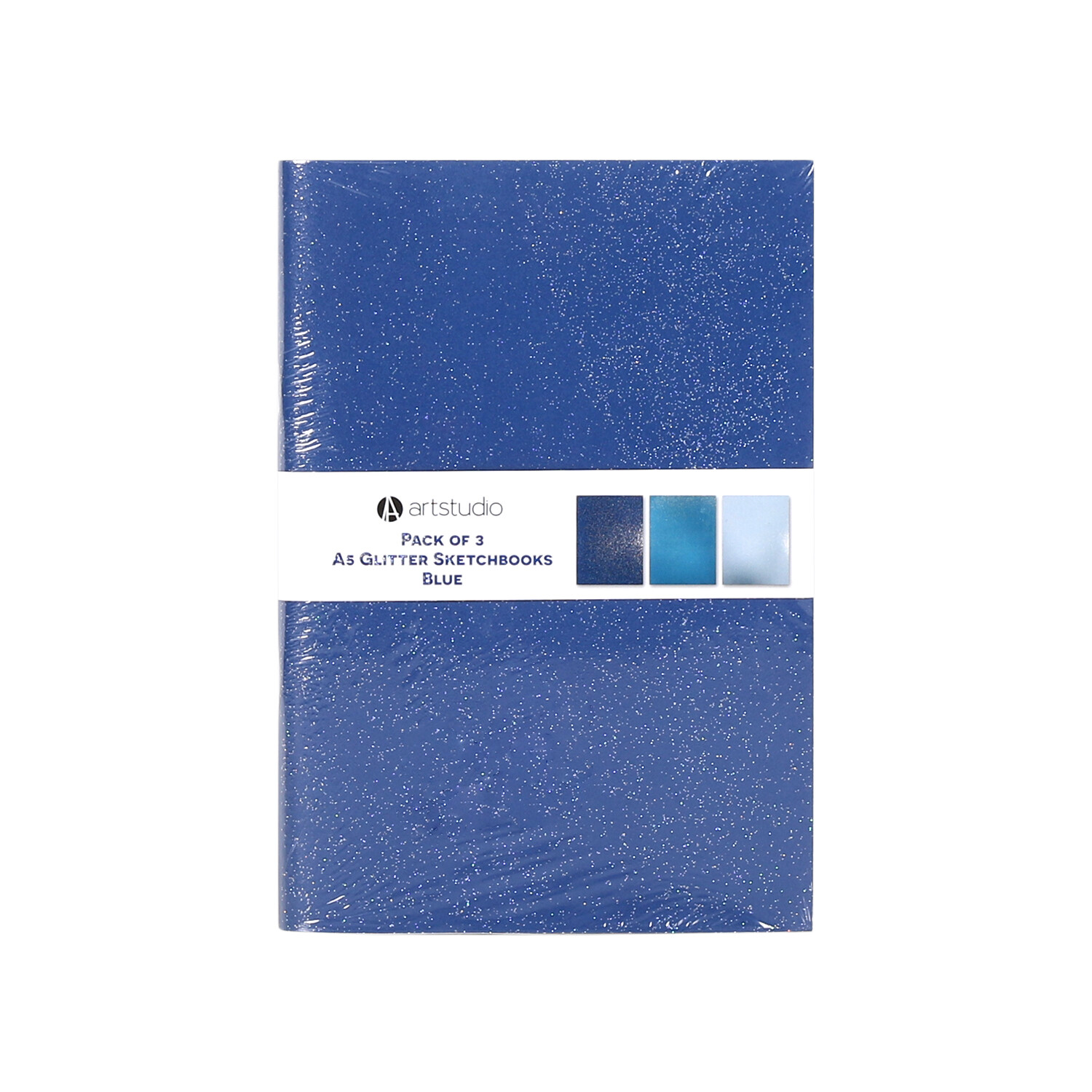 Pack of Three A5 Glitter Sketchbooks - Blue Image