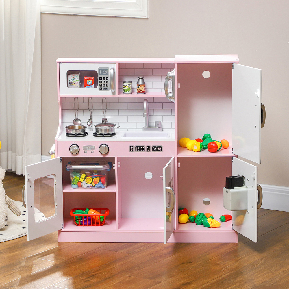 Tommy Toys Kids White Pink Kitchen Set with Toy Phone and Chalkboard Image 3