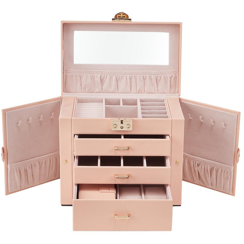 H&O Direct 3 Drawer Pink Jewellery Box Image 3