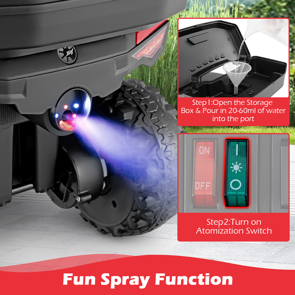 Costway Kids Red Electric Quad Bike with Spray Function and Storage Box 6V Image 6