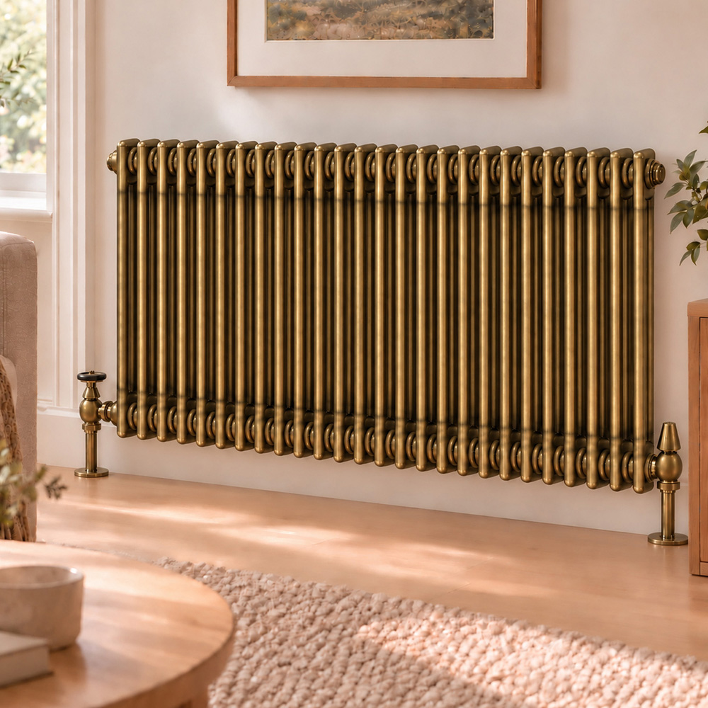 Go Bathrooms Traditional Antique Brass 2 Column Radiator 600 x 1190mm Image 2