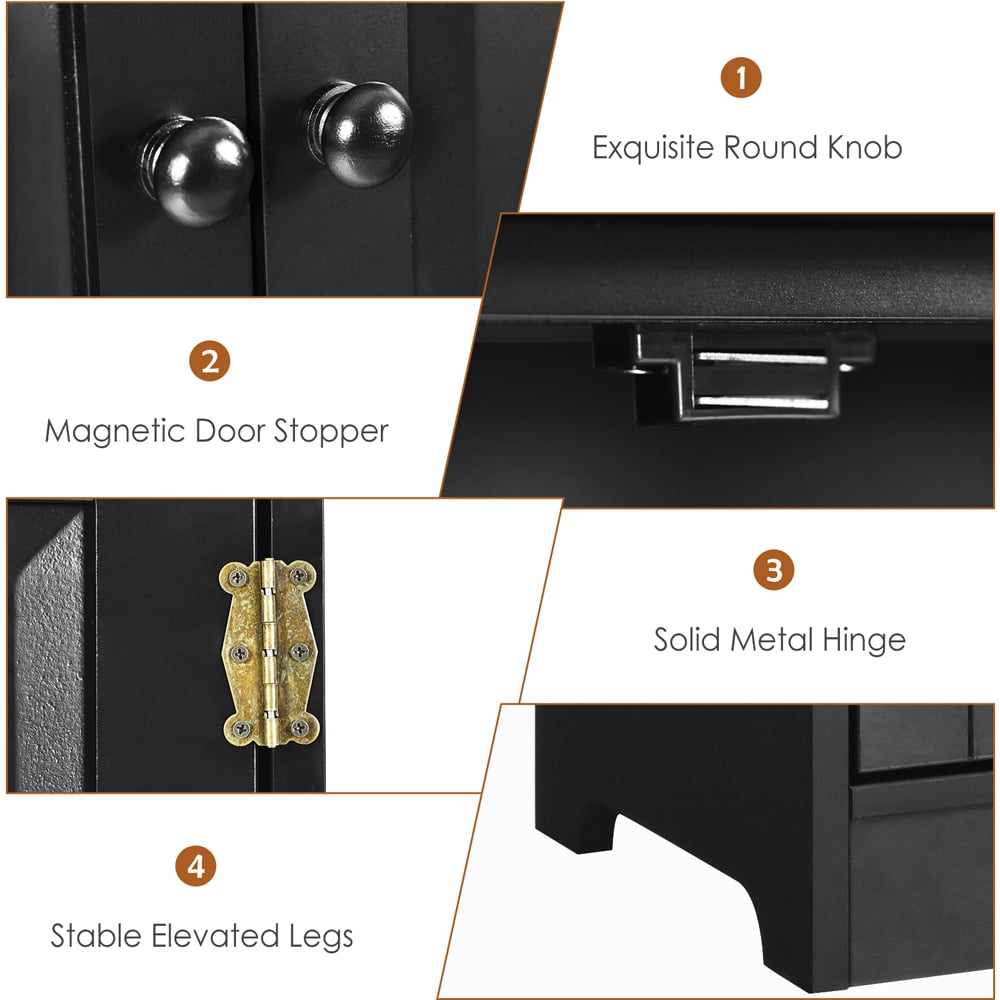 Costway 4 Door Black Antique Storage Cabinet Image 6