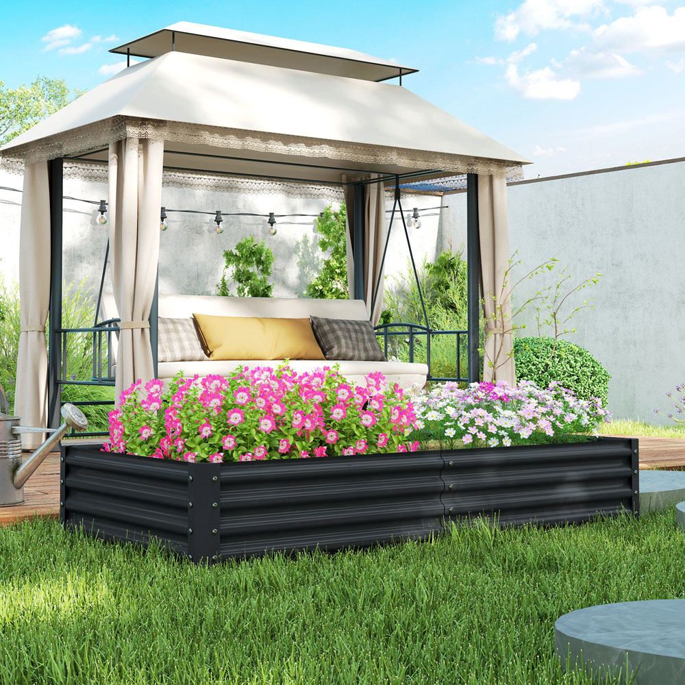 Outsunny Dark Grey Galvanised Steel Raised Garden Bed 30 x 180 x 90cm Image 4