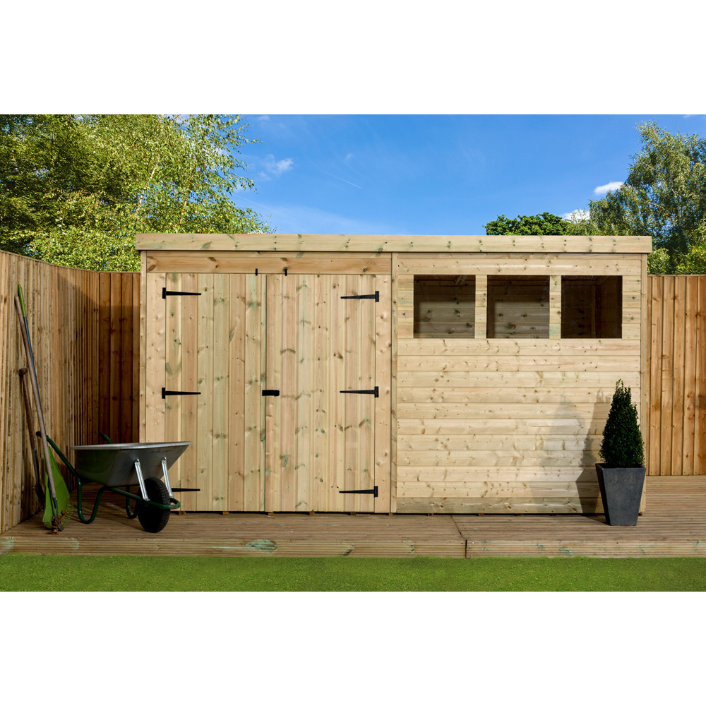 Empire Sheds 4000 12 x 6ft Double Door Tongue and Groove Wooden Pent Garden Shed Image 4