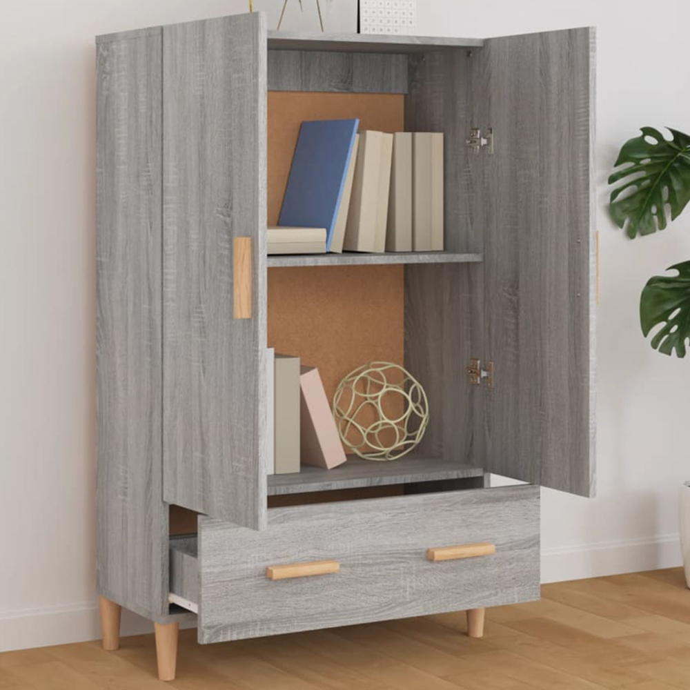 vidaXL 2 Door Single Drawer Grey Sonoma Highboard Image 1