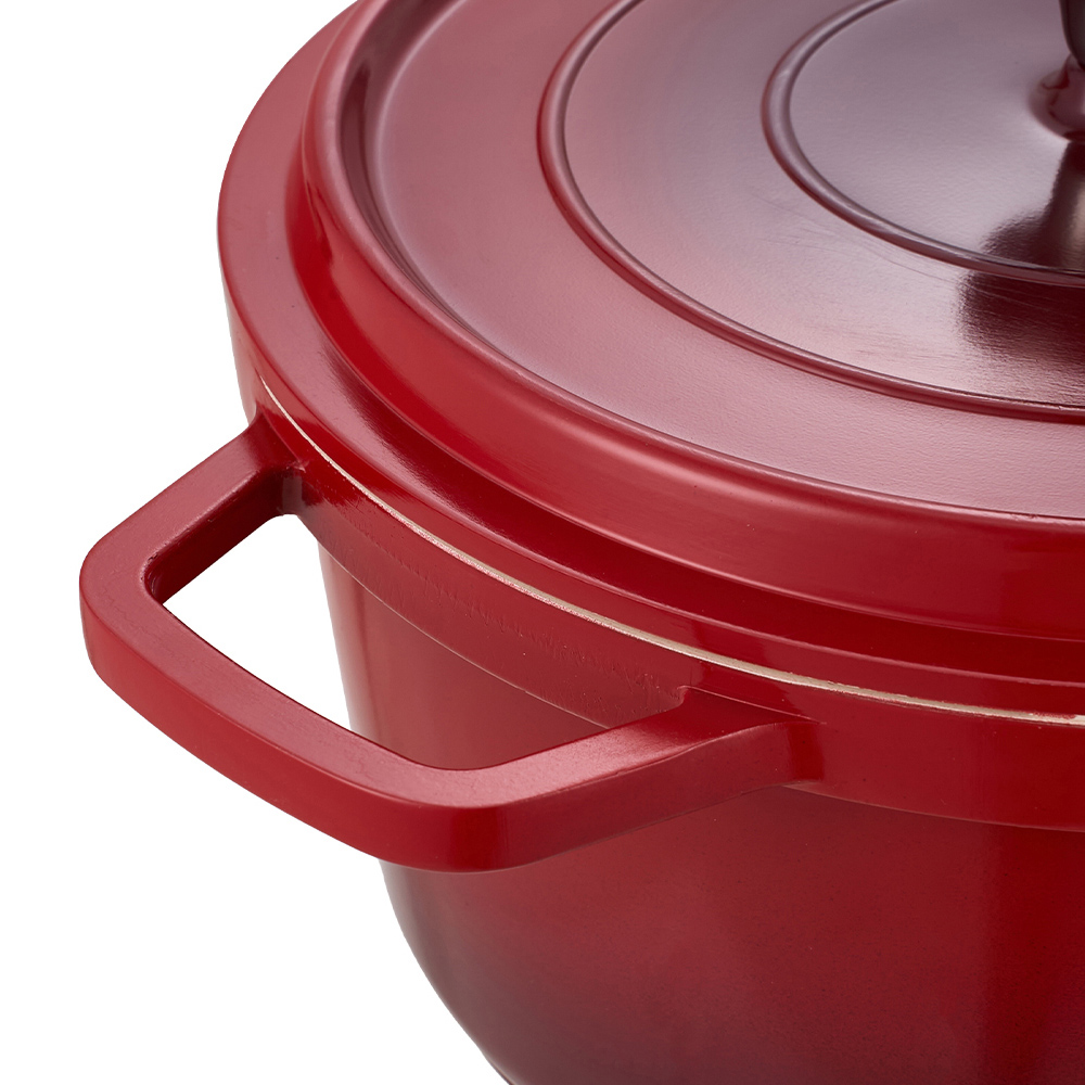 Living and Home 4.75L Red Non-Stick Cast Aluminium Enamelled Cooking Pot with Lid Image 6
