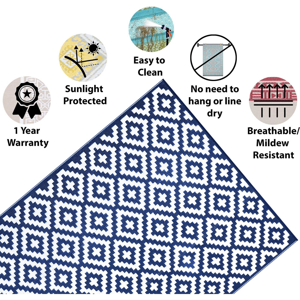 Green Decore Bliss Navy Blue and White Camping and Picnic Rug 270 x 360cm Image 5
