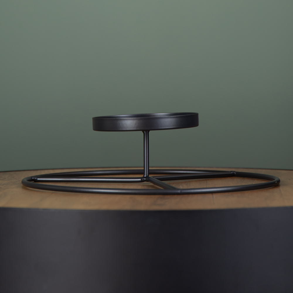 Samuel Alexander Black Round Metal Pillar Candle Ring Holder 25cm Image 3