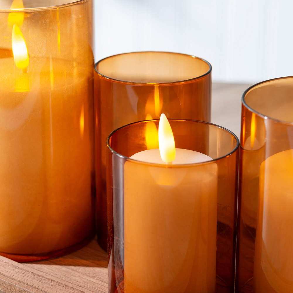 Set of 7 LED Candle Tray Amber Image 4