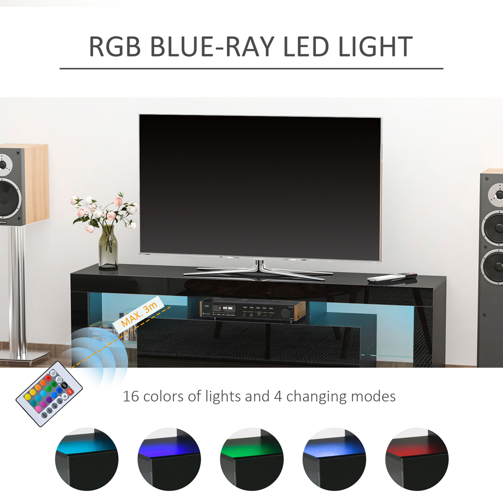 Portland Single Door Black High Gloss TV Cabinet with LED Image 4