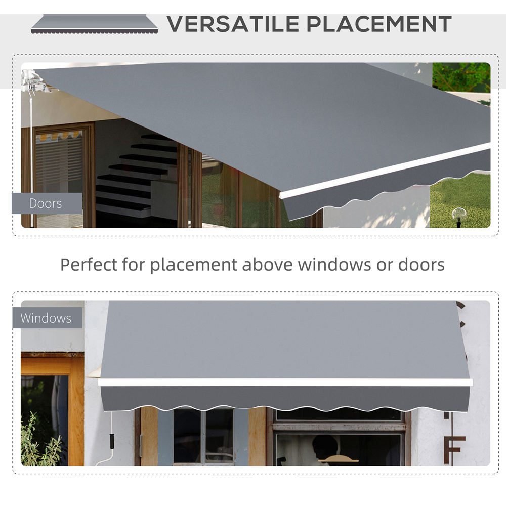 Outsunny Grey Manual Retractable Awning 2.5 x 2m Image 5