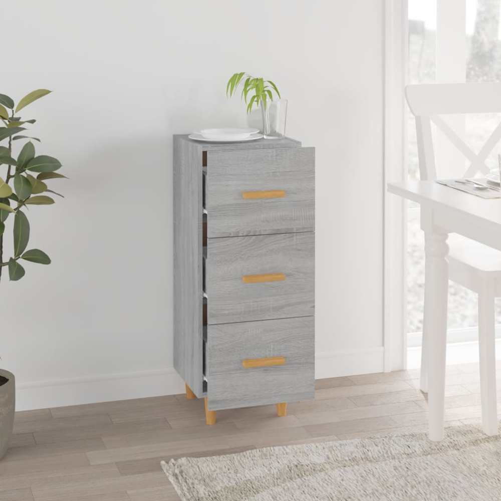 vidaXL 3 Drawer Grey Sonoma Wooden Sideboard Image 8