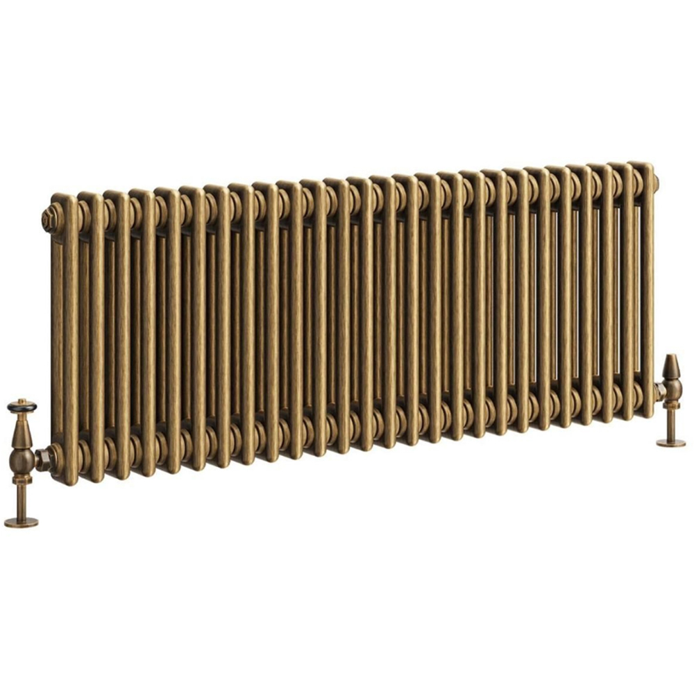 Go Bathrooms Clarence Antique Brass 2 Column Radiator 400 x 1190mm Image 1
