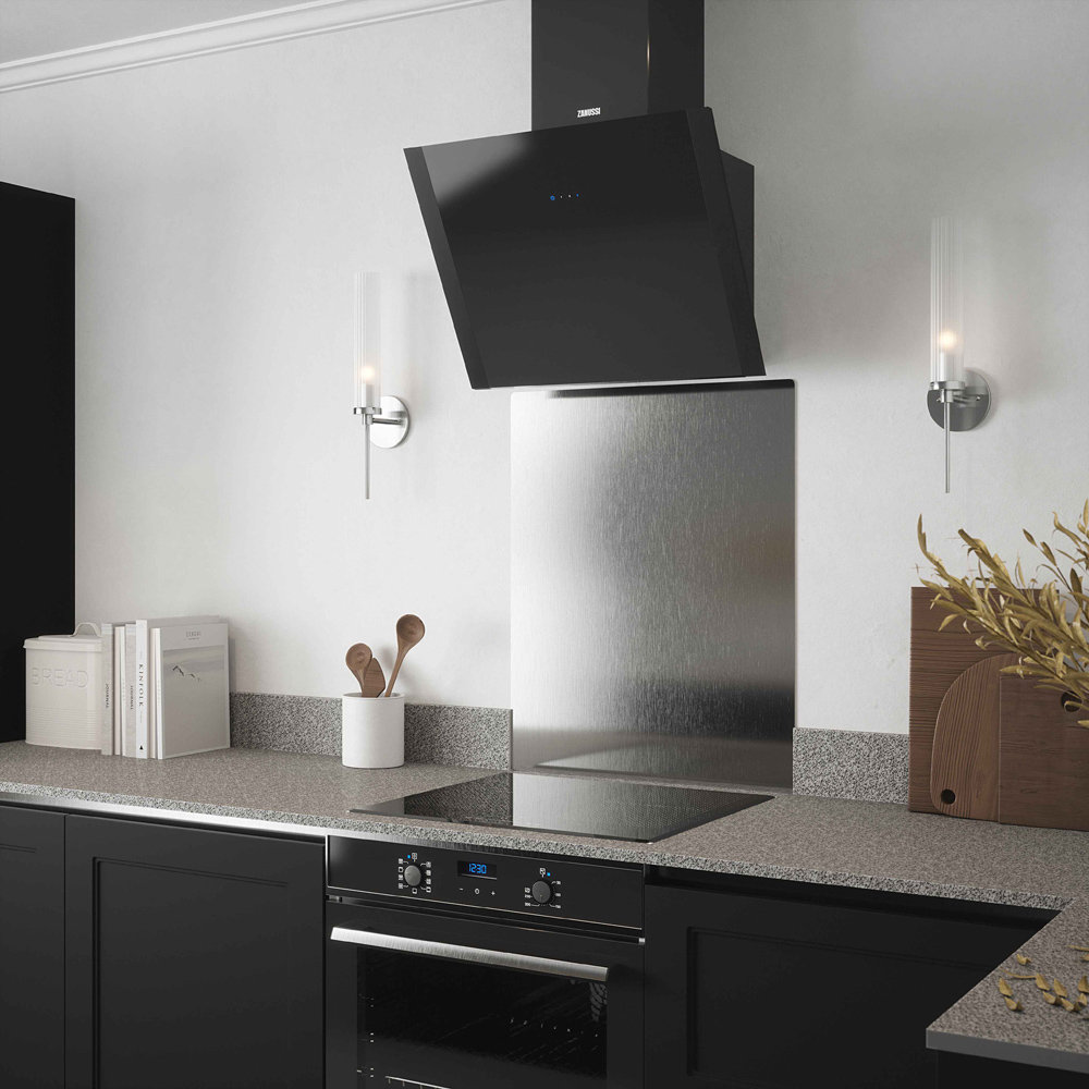 Metallico Brushed Silver Stainless Steel Kitchen Splashback 60 x 75 cm Image 4
