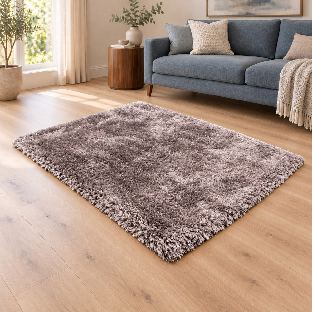 Portland HMC Mayfair Silver Shaggy Rug 120 x 170cm Image 1