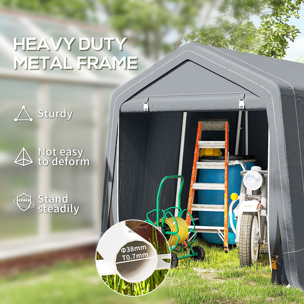 Outsunny 8 x 6.5ft Dark Grey Garden Storage Shed with Zipper Doors Image 3
