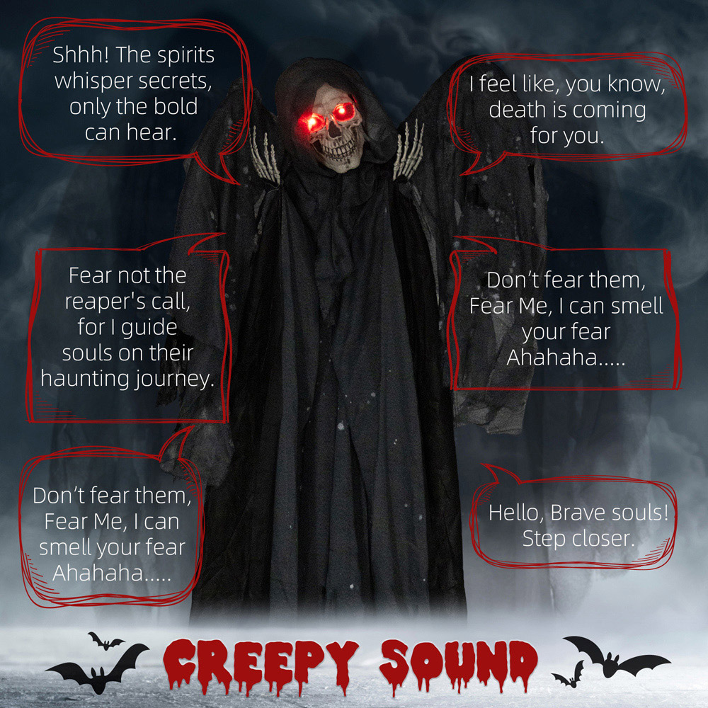 HOMCOM Animated Winged Grim Reaper Halloween Prop 6ft Image 6