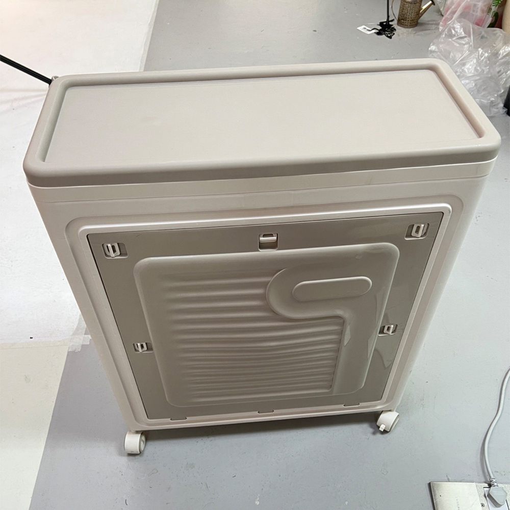 Living and Home 70L Cream Foldable Storage Box with Wheels and Lid Image 2