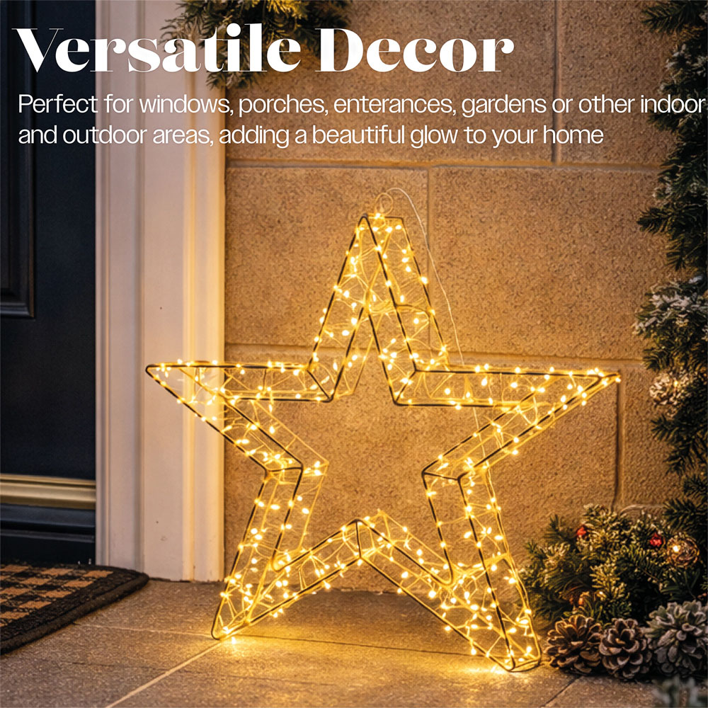 Xmas Haus 480 Warm White Micro LED White Metal Star Christmas Decoration 38cm Image 5