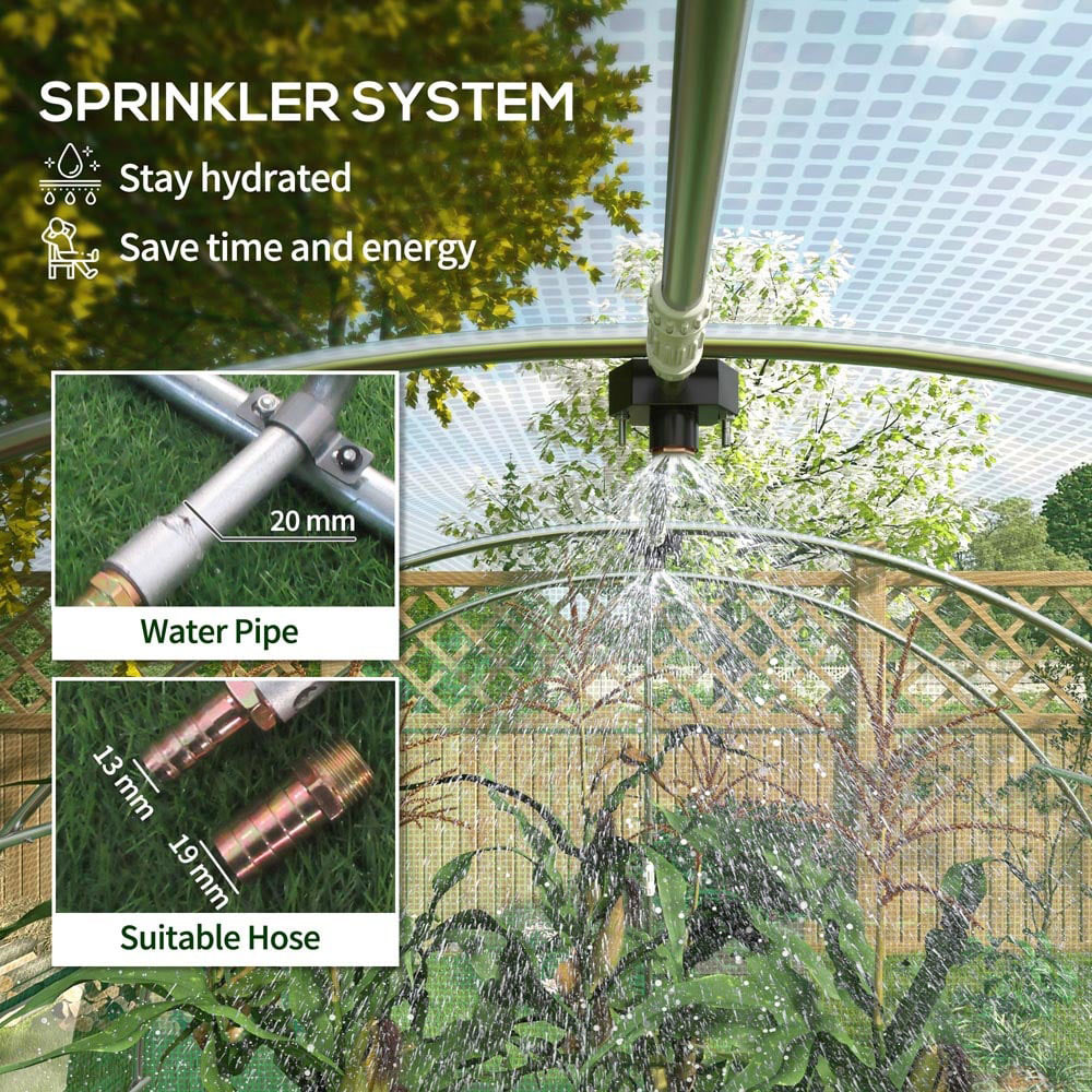 Outsunny Green PE Cover 3 x 2m Walk In Greenhouse with Sprinkler System Image 7