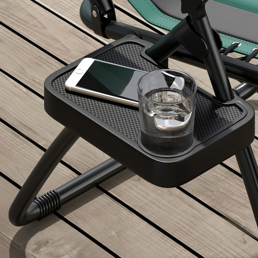 Outsunny Green Zero Gravity Folding Recliner Chair with Cup Holder Set of 2 Image 3