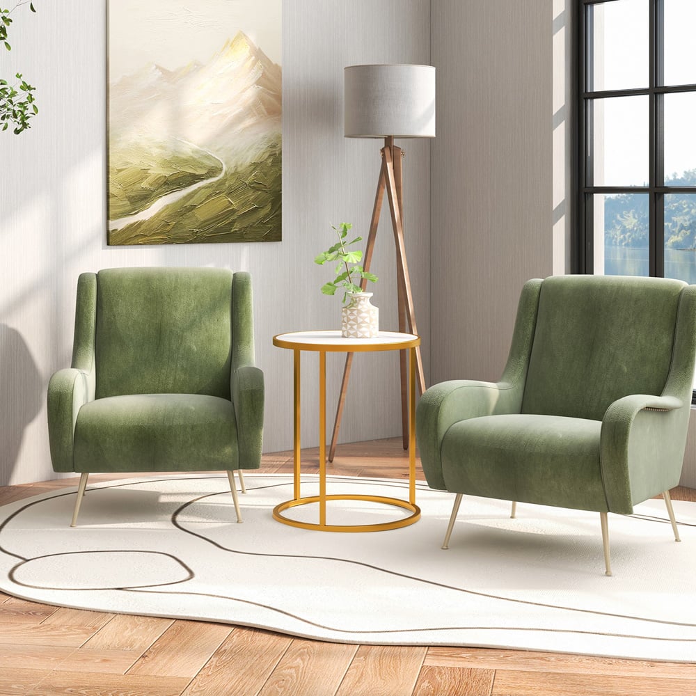Costway Golden Marble Top Round Side Table Image 4