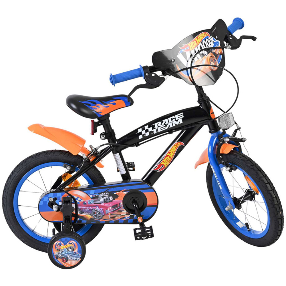 Volare Hot Wheels Kids 14 inch Multicolour Bike with Stabilisers Image 3