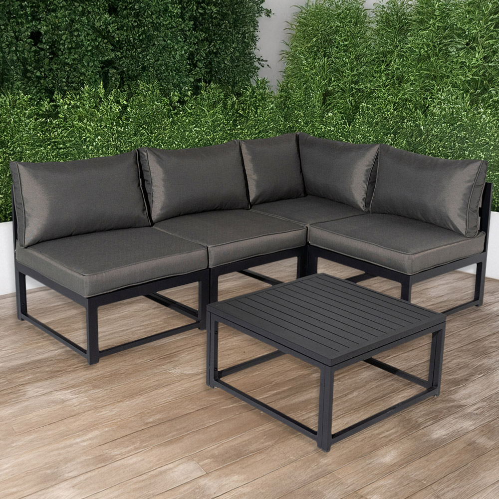 Furniture One 4 Seater L Shape Aluminium Garden Corner Sofa Set Image 1