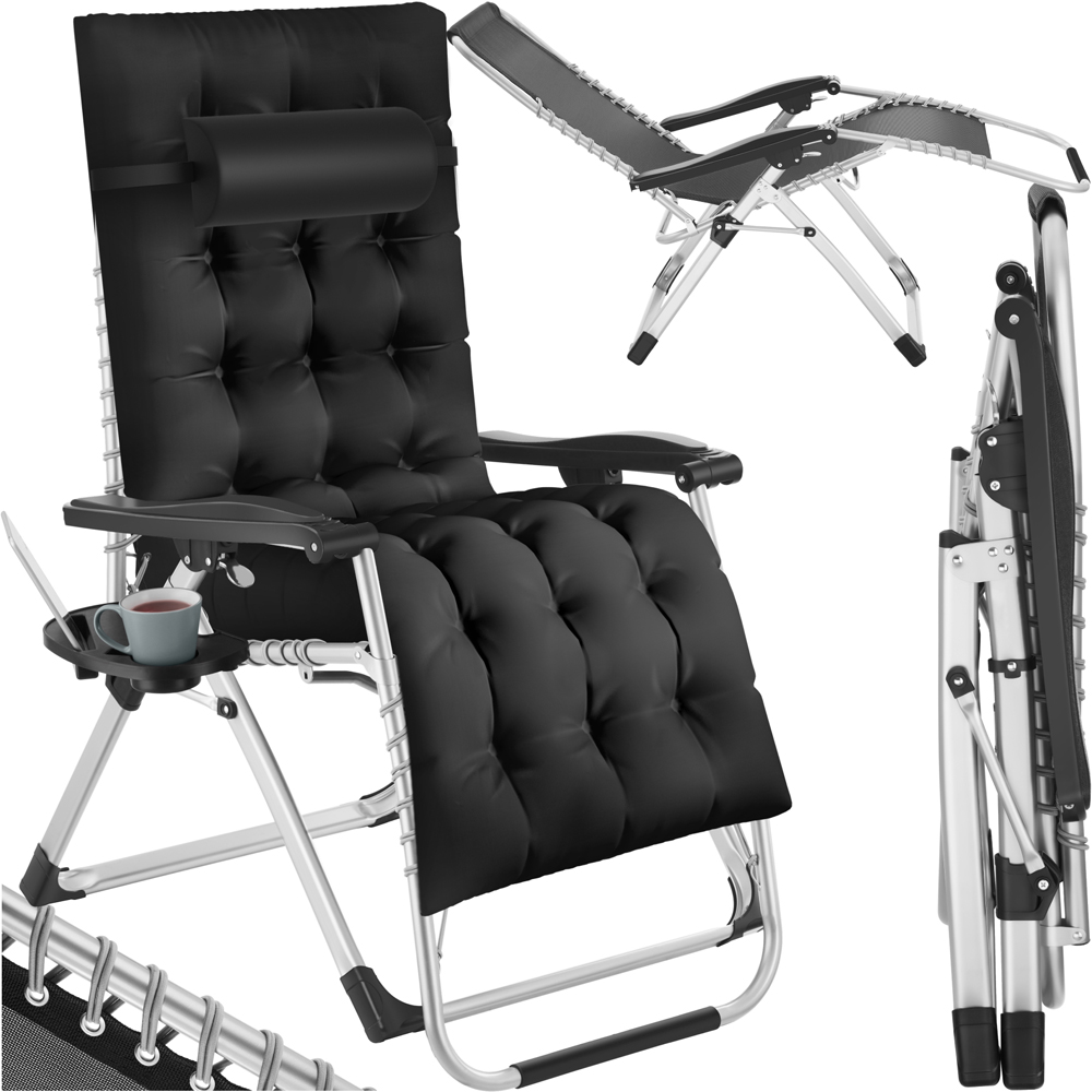 tectake Cloud Black Zero Gravity Foldable Sun Lounger Image 2