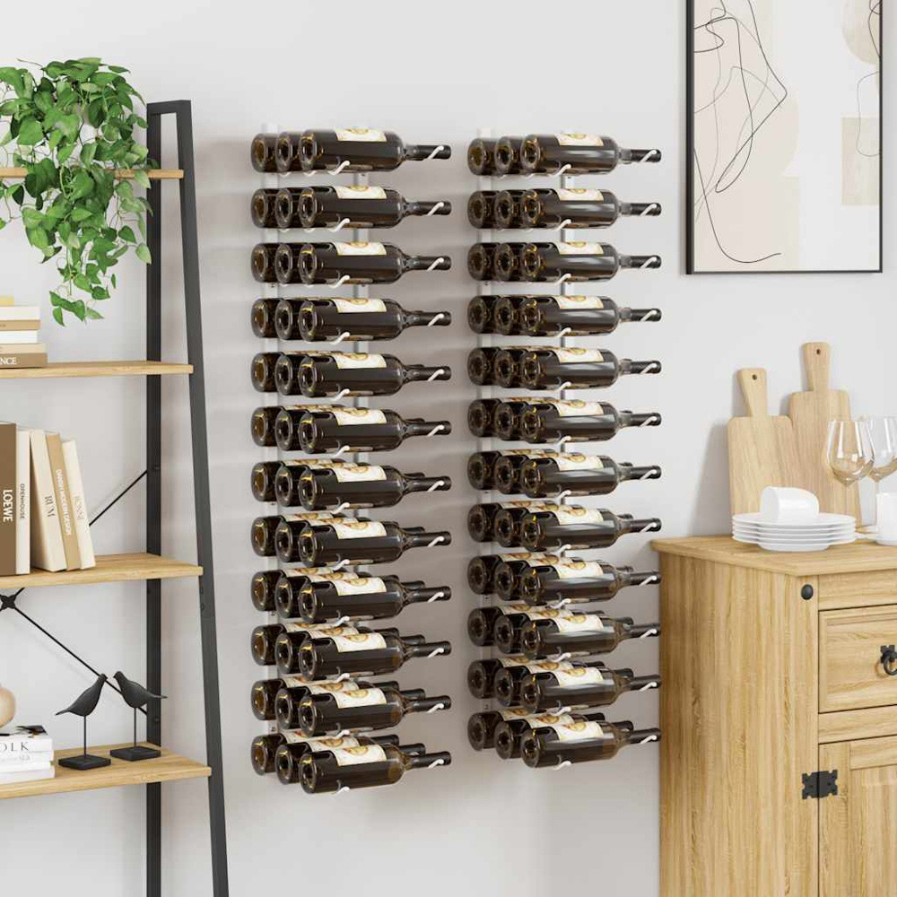 vidaXL 36 Bottle White Wall Mounted Wine Rack Set of 2 Image 2