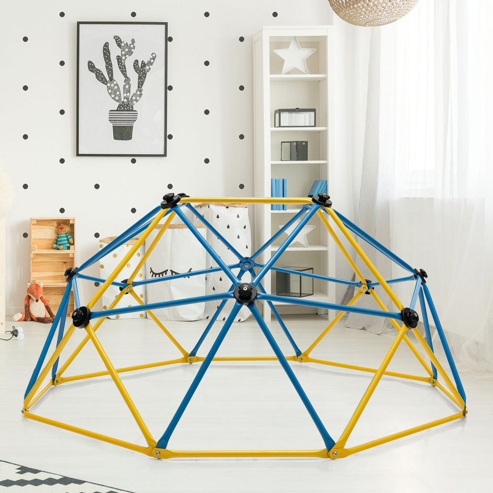 Costway Kids Yellow and Blue Geometric Dome Climber 6ft Image 2