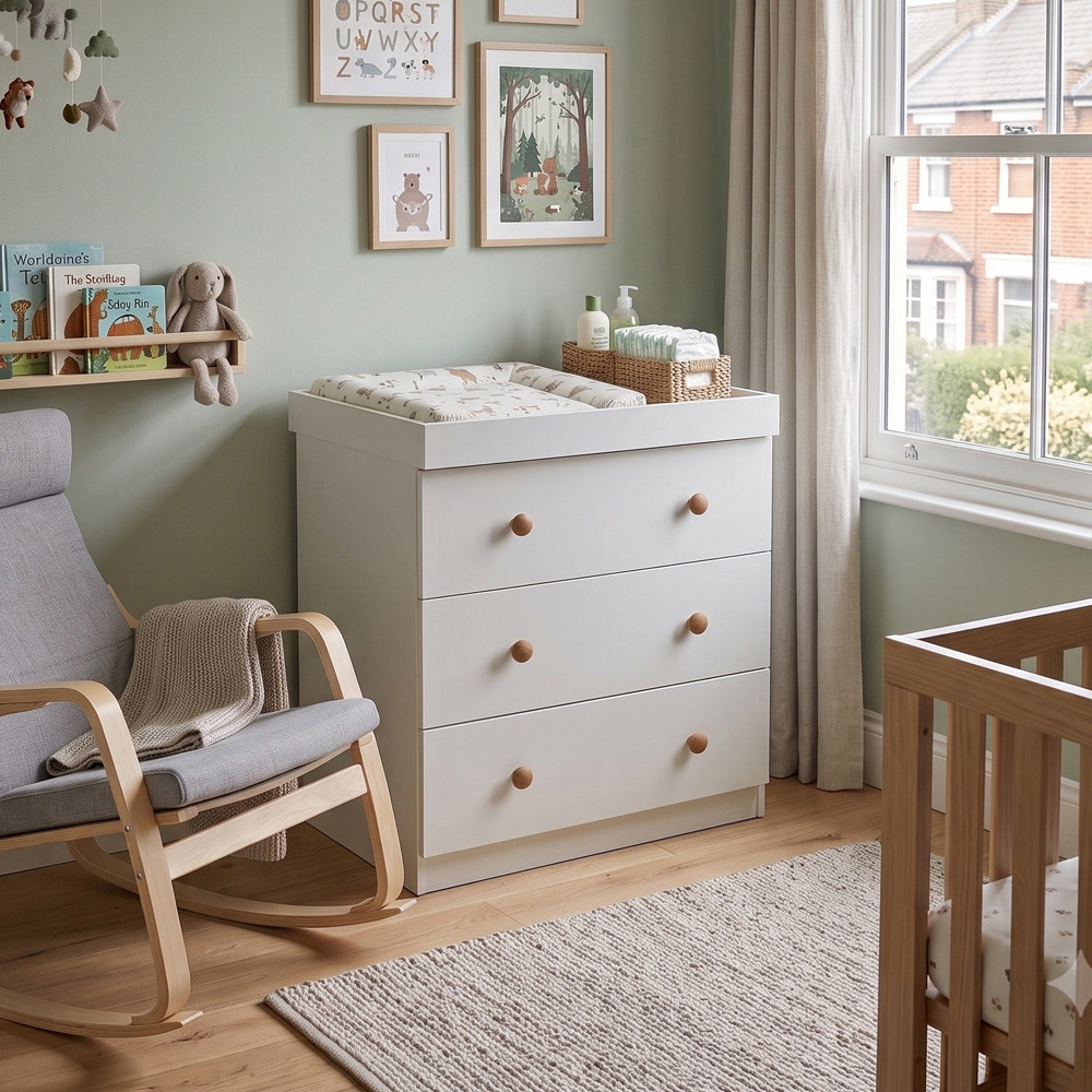 Shefa 888 3 Drawer White Kids Changing Dresser Image 5