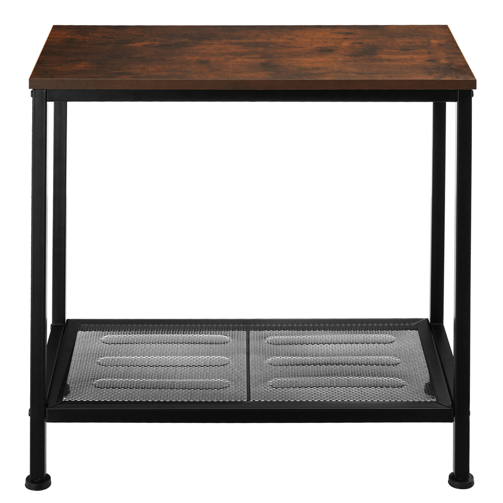 tectake Filton Single Grid Shelf Dark Wood Bedside Table Image 3